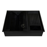 Calha Quadrada Canal Organizador Embutir Úmida 50x40cm Preta Cor Aço Inox Preto