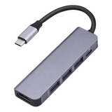 Multiadaptador 5 En 1 Tipo C - Hdmi -hub Usb 3.0 Y 2.0 - Pd