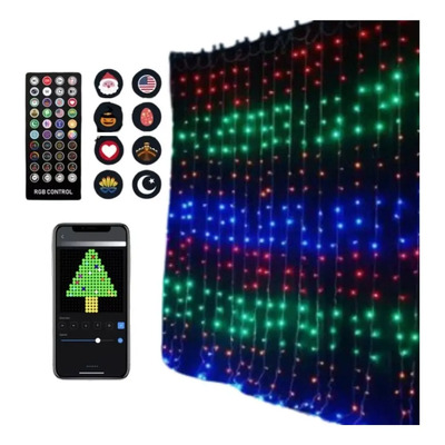 Cortina Led Luces Inteligentes 2x2 Metros Decoración Smart