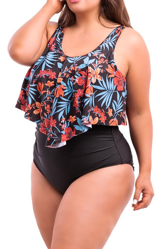 Bikini Tiro Alto Top En Punta Floral