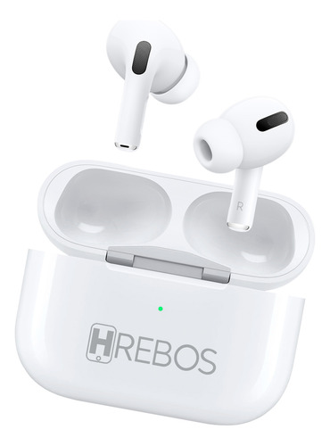 Fone De Ouvido Earbuds Bluetooth 5.0 Wireless Tws Hrebos Cor Branco Com Redução De Ruído Som Premium Graves Presentes