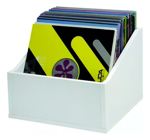 Porta Discos Em Mdf Branco Nicho Para Vinil Capacidade 80 Un