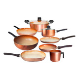 Set 8 Cacerola Sarten Wok Bifera Jarro Hervidor Cobre Bz3 