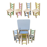 Conjunto Infantil De Mesa Com Bau+3 Cadeira Colorida 