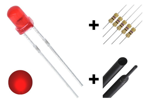 Kit 25x Led 3mm Difuso Vermelho + Termo+resistor 5v 9v 12v