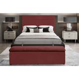 Cabeceira E Calçadeira Baú 138 Cm Helena Suede Vermelho