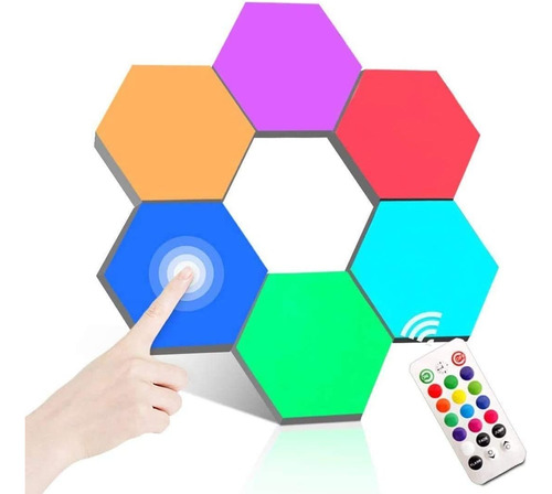 Luz Led Decoracion Hexagonal Pared Rgb Control Remoto