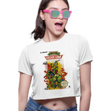 Playera Crop Top Arcade Retro Tortugas Ninja 001