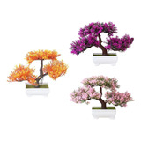 3x Plantas Artificiais Bonsai Árvore Para Decoração De