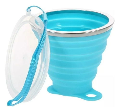 Vaso Plegable De Silicona Con Tapa Portable Reusable 270 Ml