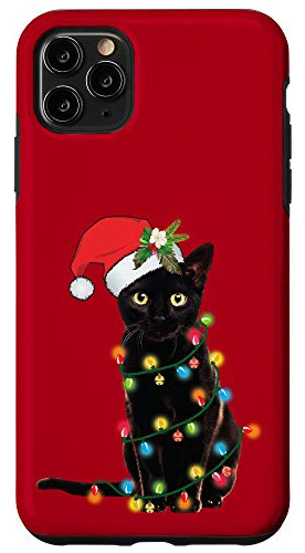 Funda Para iPhone 11 Pro Max Santa Negro Plastico