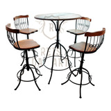 Conjunto De Mesa+4 Cadeiras Rústicas Ferro E Madeira Oferta