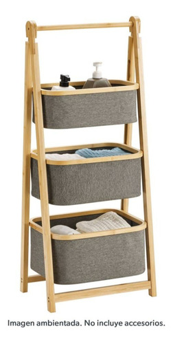 Estante Mueble Rack De Bambú Con Cesto Para Ropa Sucia 