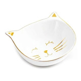 Mini Prato Gato Decorativo Branco/dourado 13cm 08698 Mart Cor Branco