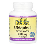 Natural Factors, Ubiquinol, Coq10 Ativa, 100 Mg, 30 Softgel