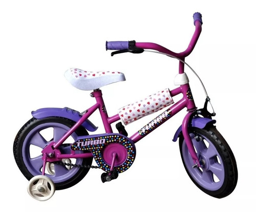 Bicicleta Paseo Infantil Turbo Bmx R12 Freno Herradura Color Lila Con Ruedas De Entrenamiento  