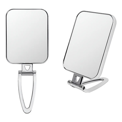 Espejo De Mano de Maquillaje Plegable Doble Cara Con Asa Viaje Marco Pequeño y Portátil 270 grados Espejo, rectángulo Espejo de mesa con Mano\u002FSoporte, Uso para Afeitados Maquillaje cuidado de piel | Meses sin interés