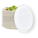 Pack 100 Platos Carton Biodegradables 26cm Ovalados