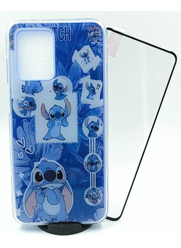 Case Stitch + Mica Cristal Para Motorola E13 4g