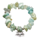 Pulsera De Piedras Naturales Y Dije De Plata 925 Flor Loto