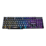 Teclado Gamer K-mex Km-5228 Qwerty Português Brasil Cor Preto Com Luz Rgb