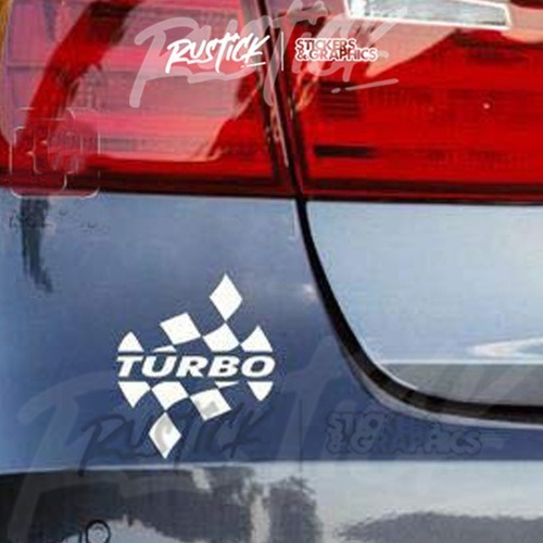 Set X2 Calcos Turbo Bandera Cuadros Ploteo Calado Tatoo 15cm