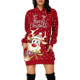 T Vestidos Con Estampado Navideño Sudadera Con Capucha