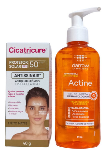 Actine Sabonete Liquido 140g+cicatricute Protetor Facial 50g