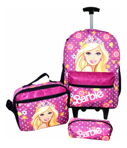 Kit Mochila De Rodinha Barbie Infantil Escolar - Lançamento