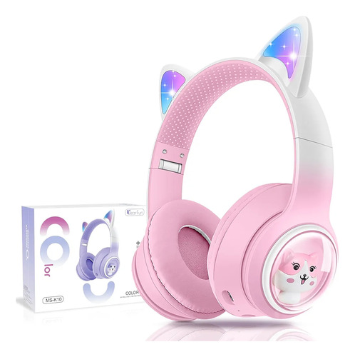 Audífono Bluetooth De Gatito Y Orejas Para Niñas Y Adultos 