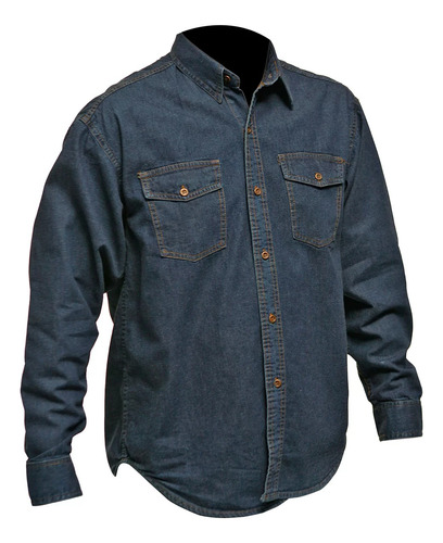 Camisa En Jean Índigo (7) Onzas Dotación Hombre X 4 Unidades