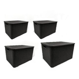 Kit  Caixas Organizador Rattan Preto - 7l, 15l, 20l