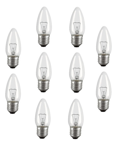 Paquete 10 Focos Vela E27 Osram Claro Incandescente 25w 125v Color De La Luz Cálida