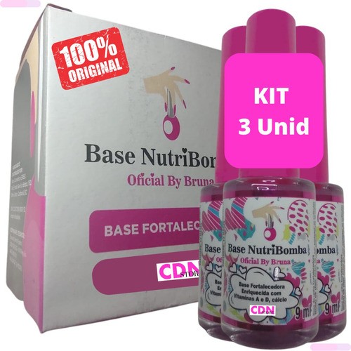 Base Nutri Endurece Força Unha Mole Fina Quebradiça Kit 3un 