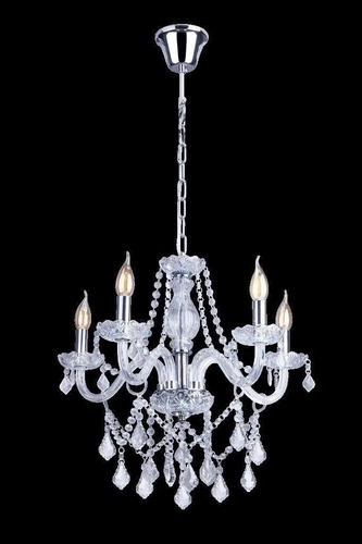 Lustre Pendente Cristal Candelabro Luminária 5 Braços Cor Transparente