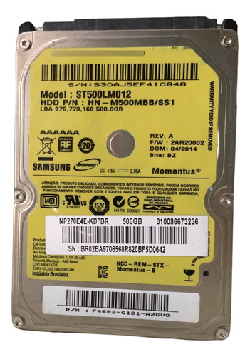 Hd Notebook Samsung 500gb St500lm012 Sata (ml114)