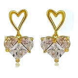 Oferta! Aros Corazón Baño Oro 18kt Hecho Con Cristales Austr