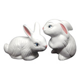 2 Coelhos Decorativos Enfeite De Jardim Pascoa