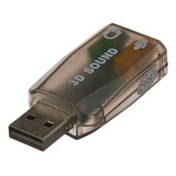 Placa De Som Usb 5.1 3d Adaptador Audio  Canais - Cinza