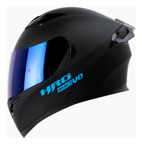 Casco Hro 514 Evo Solid Negro/ Azul Certificado Dot De Moto 