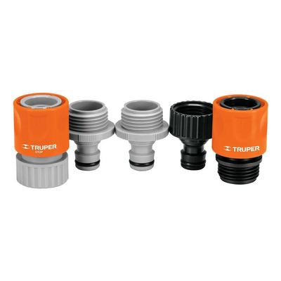 Juego De 5 Conectores Rápidos 3\u002F4'' De Abs, Truper CLICK-SET Color Naranja | MercadoLibre