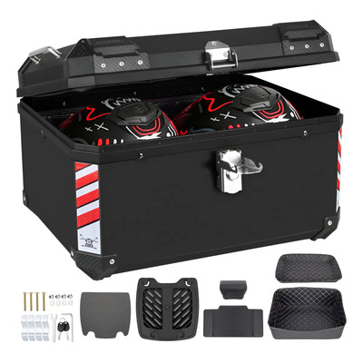 Caja para moto 65 L Kazome impermeable color negro y rojo | Envío gratis