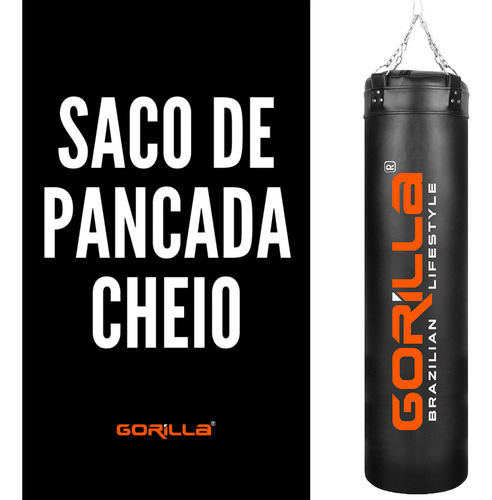 Saco De Pancadas Boxe Box Cheio Profissional 160 Cm Gorilla Cor Preto