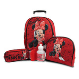 Kit Mochila Infantil Minnie Mouse Rodinhas Tam M