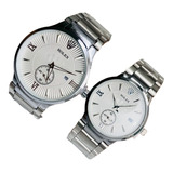 Pareja De Relojes Hora Analoga Pulso Acero + Envio