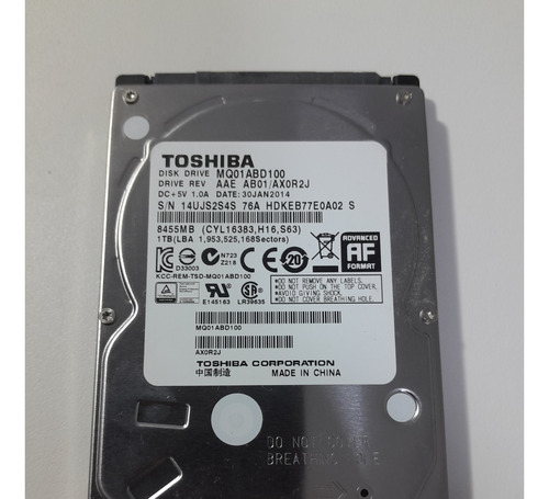 Hd 2,5 Notebook Toshiba 1 Tb Sata Iii Mq01abd100