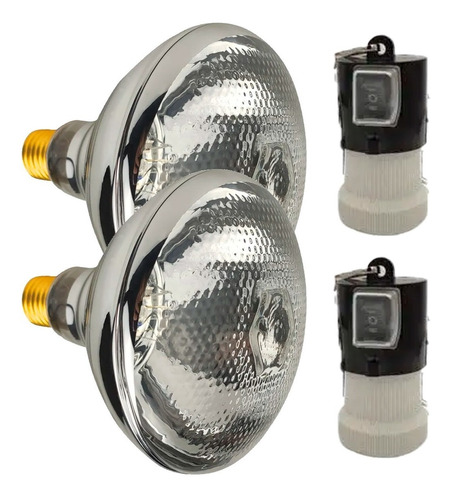 Lampada Aquecimento De Animais Com Suporte  175w 220v 2 Und