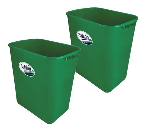 2 Pack Bote De Basura Jumbo 26l Sin Asas En Colores Color Verde