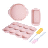 Set Reposteria Moldes Silicona Muffins Cupcakes Budin Torta