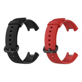 Kit Compatível Com Xiaomi Mi Watch Lite E Redmi Watch 2 Lite Cor Preto-vermelho